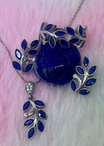 نیم ست نقره زنانه طرح برگ آبی