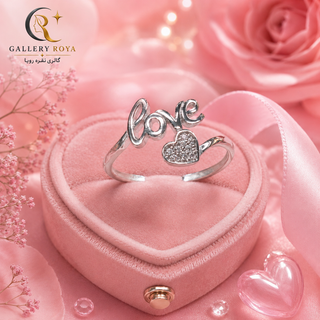 انگشتر نقره زنانه ۹۲۵ طرح دلورا مدل LOVE و قلب
