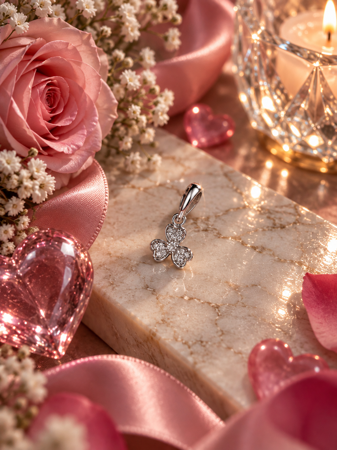 مدال نقره زنانه ۹۲۵ طرح گل برگ