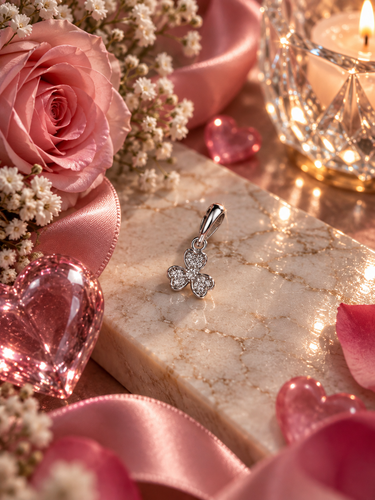 مدال نقره زنانه ۹۲۵ طرح گل برگ