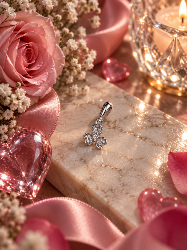 مدال نقره زنانه ۹۲۵ طرح گل برگ