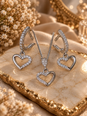 نیم ست نقره زنانه قلب آریسا شامل گردنبند و گوشواره نگیندار